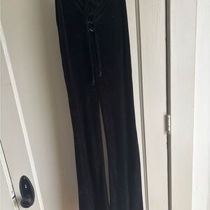 Black Velvet Lace-Up Pants